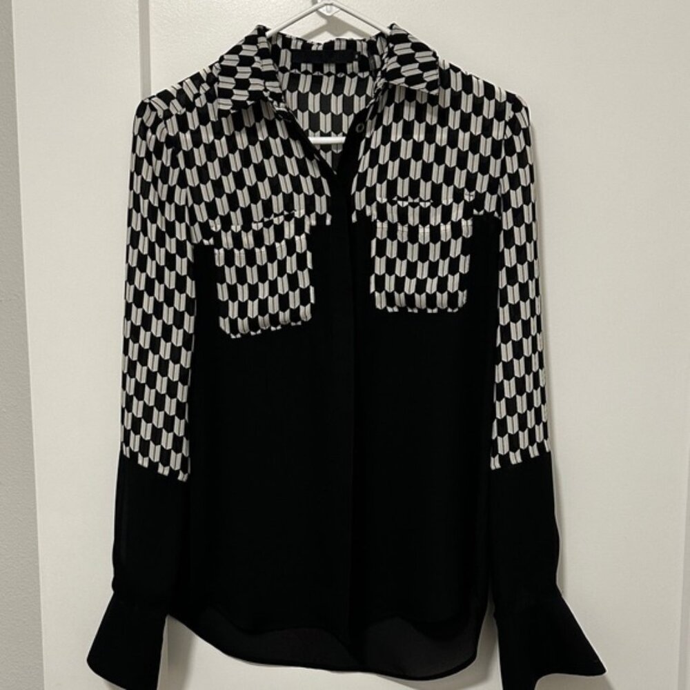 L.A.M.B. Black and White Checkered Button Down Sh… - image 1